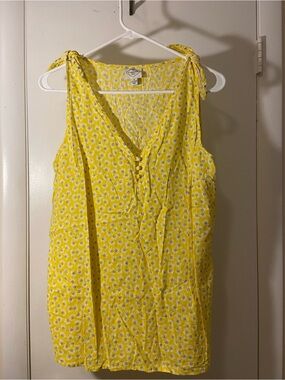 St. John's Bay Yellow Floral Tie-Shoulder Tank